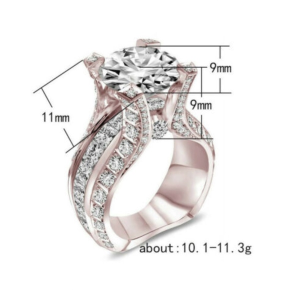 925 Silver Wedding Rings Round Cut White sapphire - Picture 3 of 7